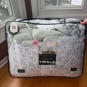 Rachel Zoe King Comforter Set in Gray, Cream, and Green